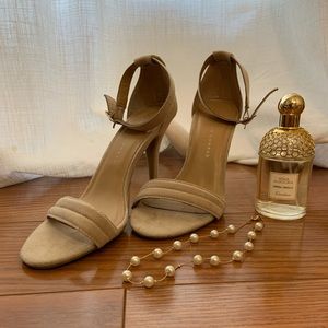 Nude suede heels